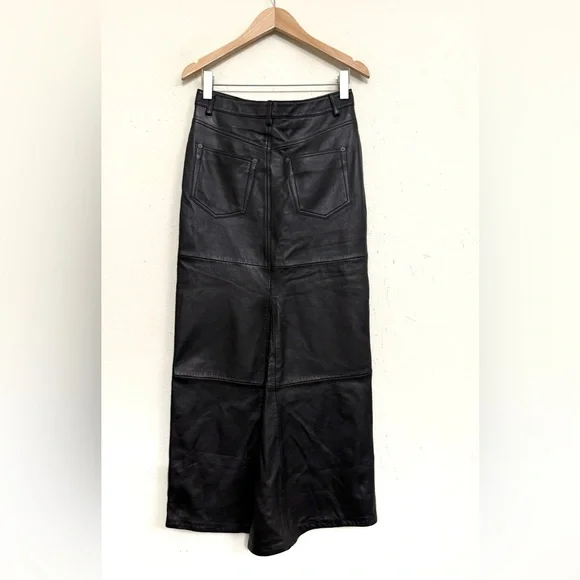 Reformation X Veda Tazz Slit Front Leather Maxi Dress Size 4P